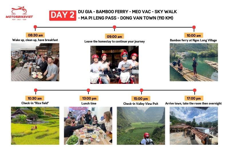 Day 2 schedule of Ha Giang Loop 4 days 3 nights
