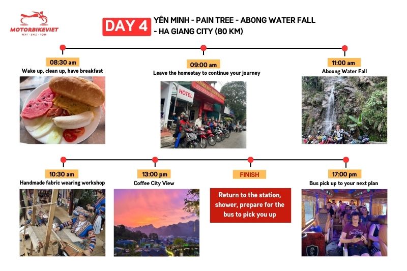 Day 4 schedule of Ha Giang Loop 4 days 3 nights